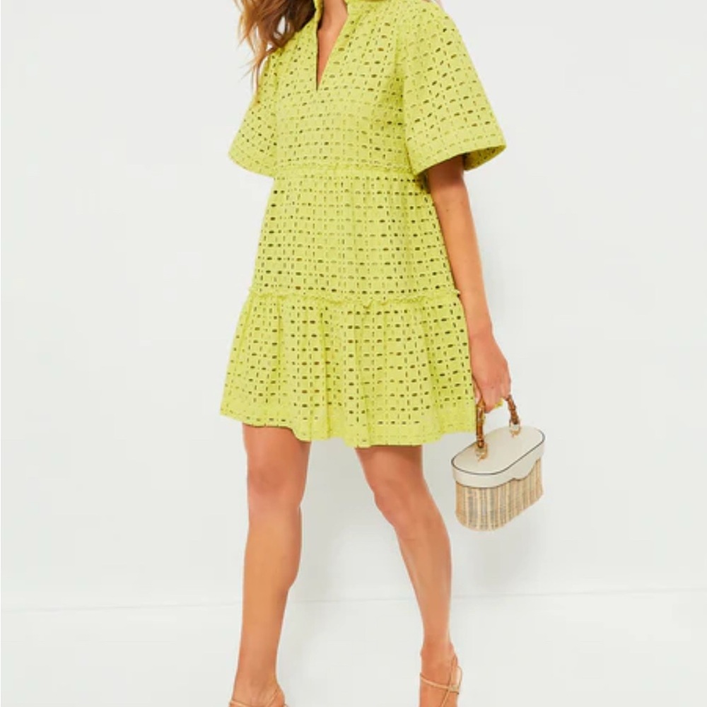 Tuckernuck Lime Eyelet Tiered Mini Dress